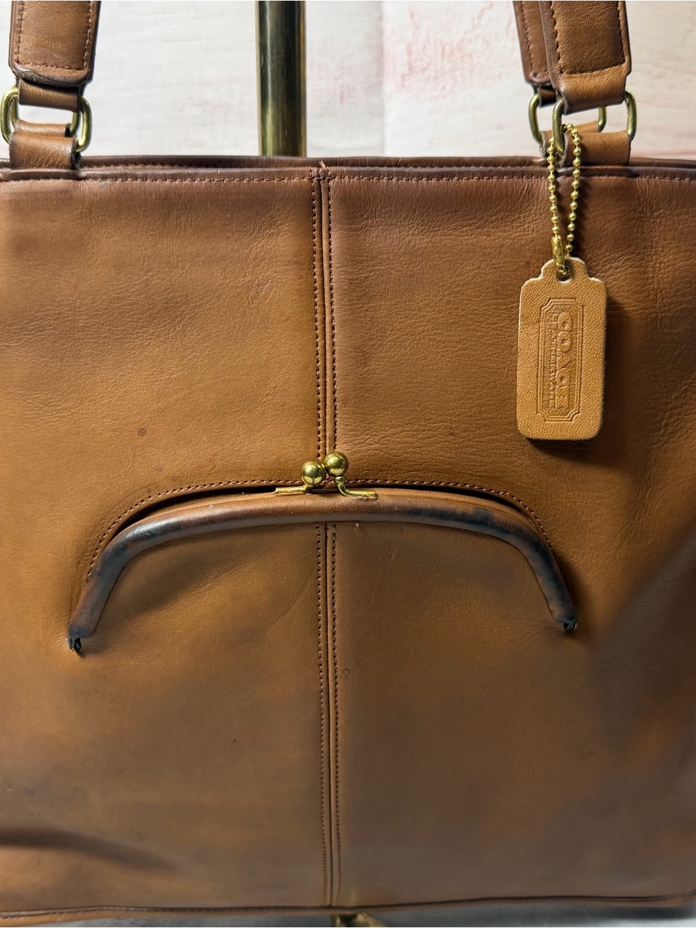 Vintage Coach NYC Era Bonnie Cashin Skinny Brown Leather Kisslock Tote